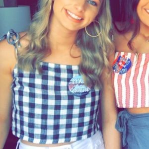 Navy blue checkered crop top